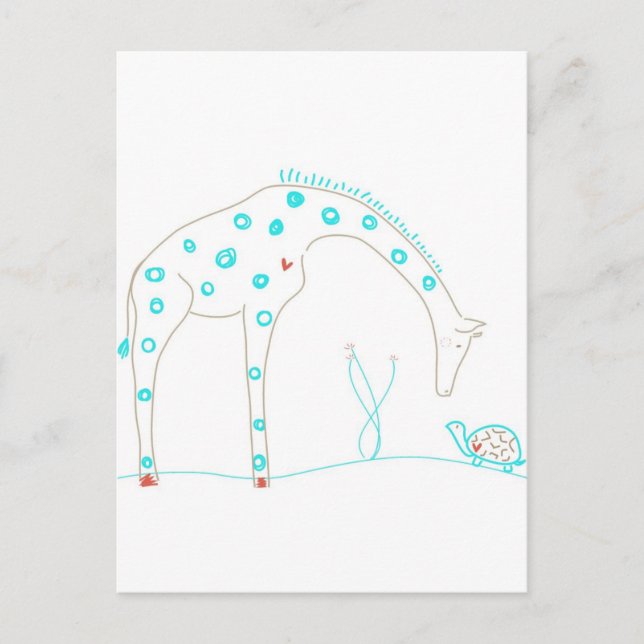 Minimalist giraff - vit och Aqua Vykort (Framsida)