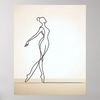 Minimalist Girl Dancing - Abstrakt Line Art Poster