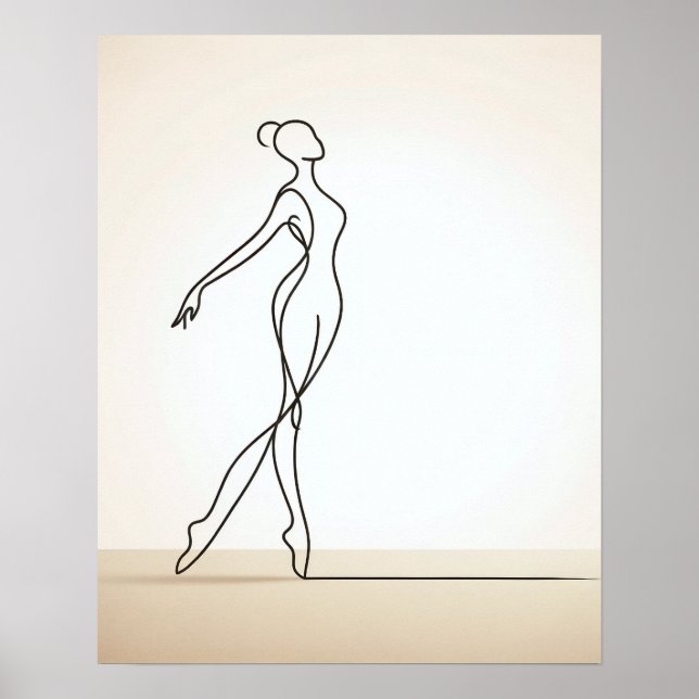 Minimalist Girl Dancing - Abstrakt Line Art Poster (Framsidan)