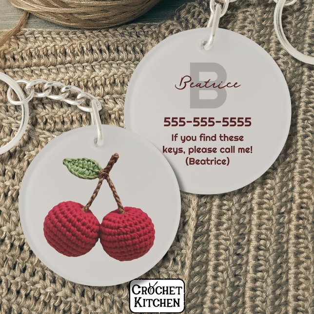 Minimalist Girly Crochet Red Cherry Monogram Namn (Skapare uppladdad)