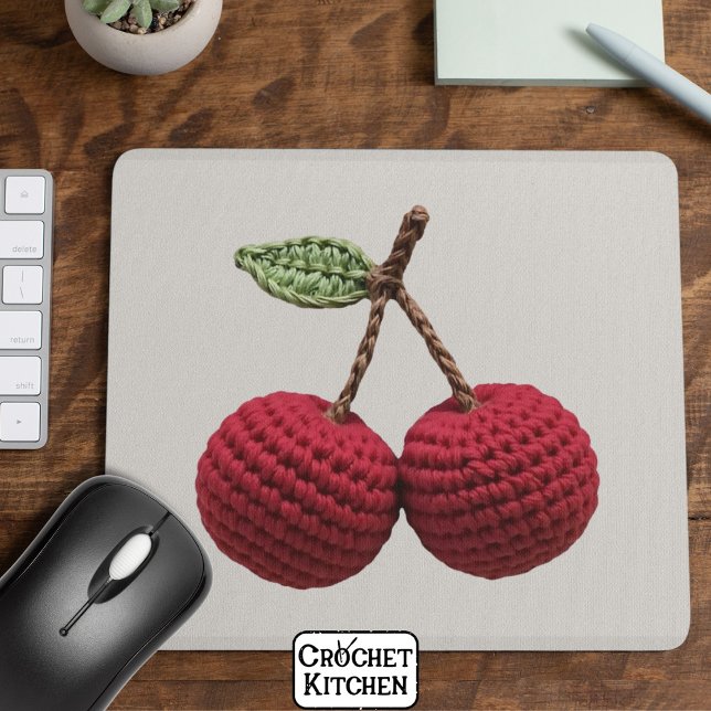 Minimalist Girly Crochet Red Cherry, sommarfärsk Musmatta (Skapare uppladdad)