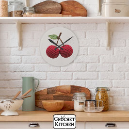 Minimalist Girly Crochet Red Cherry, sommarfärsk Rund Klocka