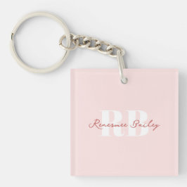 Minimalist Girly Pink White Monogram