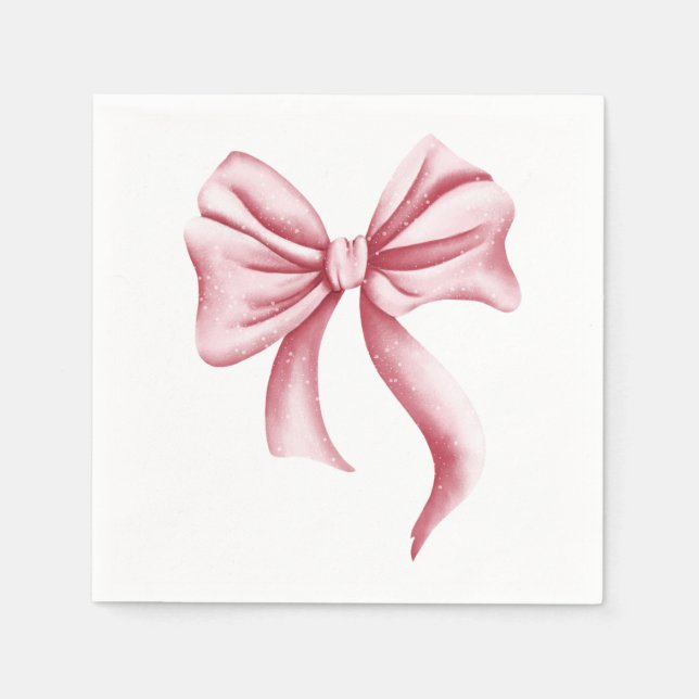 Minimalist Girly Rosa Bow Party Pappersservett (Framsidan)