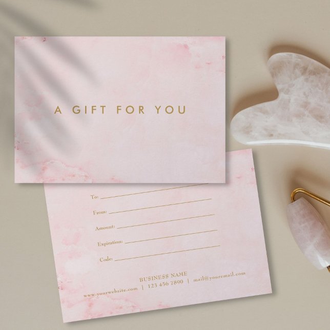 Minimalist Girly Rosa Marble Gift-certifikat (Minimalist Girly Pink Marble Gift Certificate)