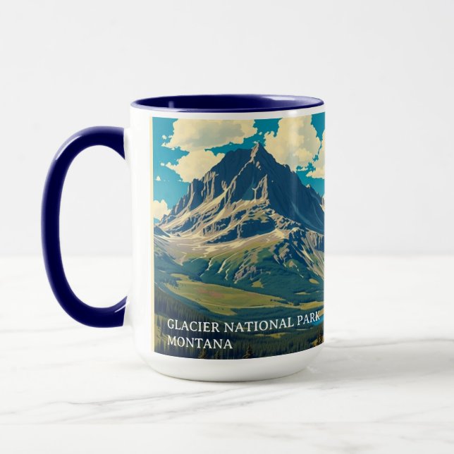 Minimalist Glacier National Park Peak Custom Mugg (Vänster)