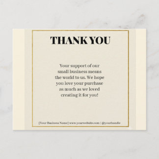 Minimalist Gold Border Luxury Business Thank You P Helg Vykort