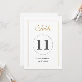 Minimalist Gold Border Wedding Table Number Card Inbjudningar