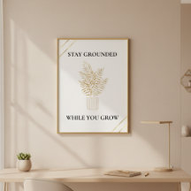 Minimalist Gold Botanical Quote Print Poster