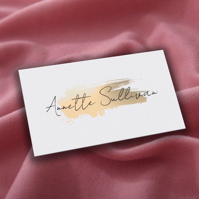 Minimalist gold brushstroke white Business Card Visitkort (Skapare uppladdad)