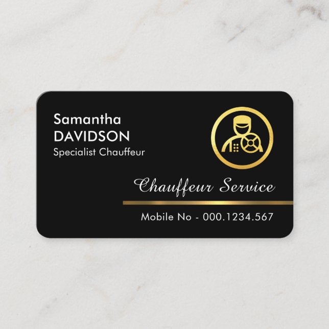 Minimalist Gold Chauffeur Line Visitkort (Framsida)