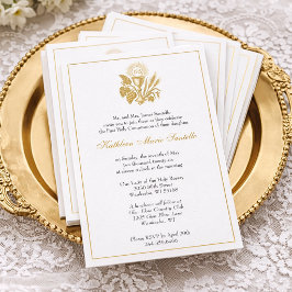 Minimalist Gold First Communion Eucharist  Inbjudningar