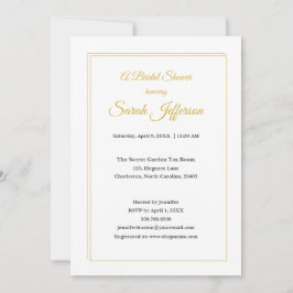 Minimalist Gold Frame Floral Bridal Shower Inbjudningar