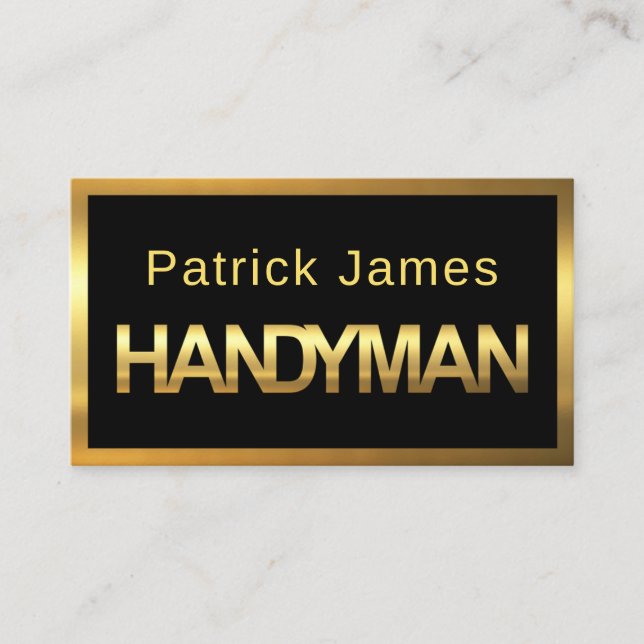 Minimalist Gold Handyman Signage Frame Visitkort (Framsida)