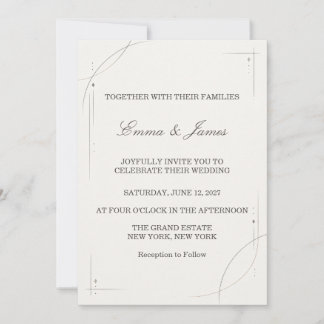 Minimalist Gold Line Wedding Invitation Inbjudningar