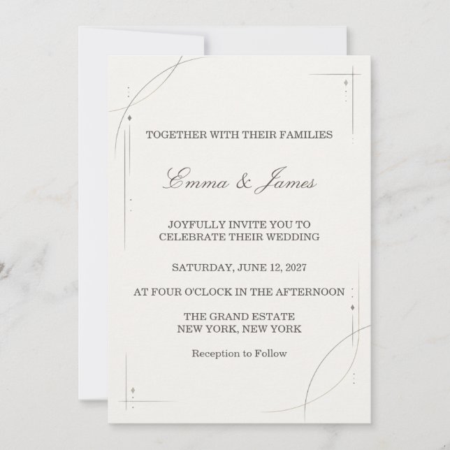 Minimalist Gold Line Wedding Invitation Inbjudningar (Framsida)