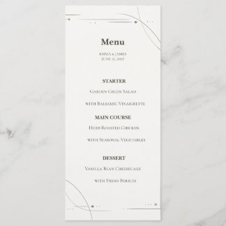 Minimalist Gold Line Wedding Menu Card Kort