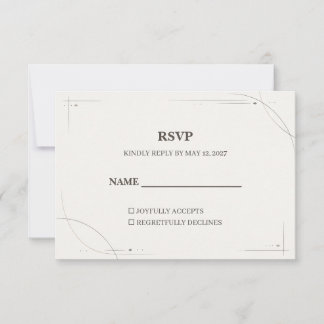 Minimalist Gold Line Wedding RSVP Card Tack Kort