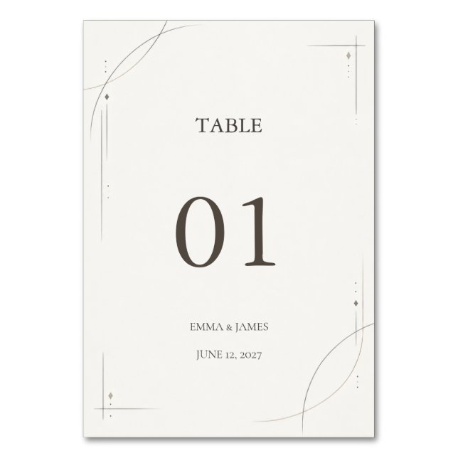 Minimalist Gold Line Wedding Table Number Card Bordsnummer (Framsidan)