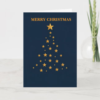 Minimalist Gold Star Christmas Tree Card Helgkort