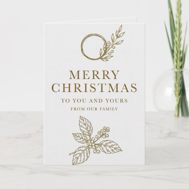 Minimalist Gold Typography Christmas Card Kort (Framsida)