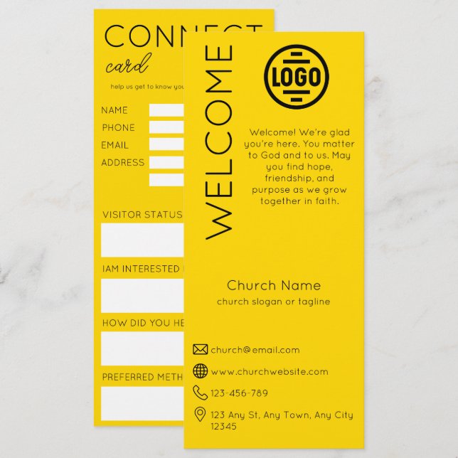 Minimalist Golden Church Connection Card Inbjudningar (Fram/baksida)