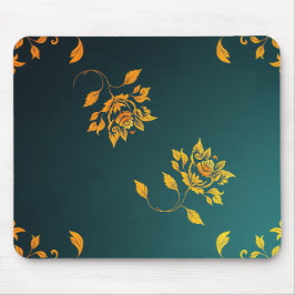 Minimalist Golden Floral Mouse Pad Musmatta