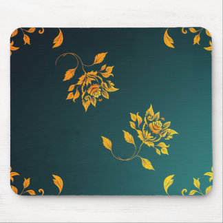 Minimalist Golden Floral Mouse Pad Musmatta
