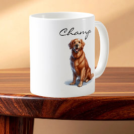 Minimalist Golden Retriever Art Mug Kaffemugg