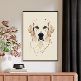 Minimalist Golden Retriever Line Art  Canvastryck