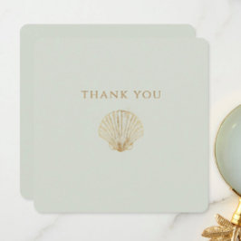 Minimalist Golden Seashell Mute Sage Wedding Tack Kort