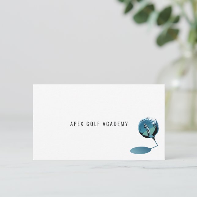 Minimalist Golf Coach Academy Metallic Blue Visitkort (Skapare uppladdad)