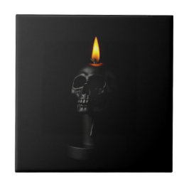 Minimalist Gothic Halloween Candle Ceramic Tile Kakelplatta