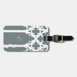 Minimalist Gothic Window Calligraphy Slate Green Bagagebricka