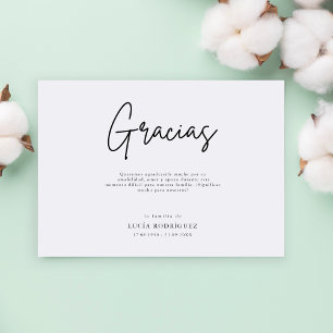 Minimalist Gracias Spansk Begravning Tacksamhetsko Kort