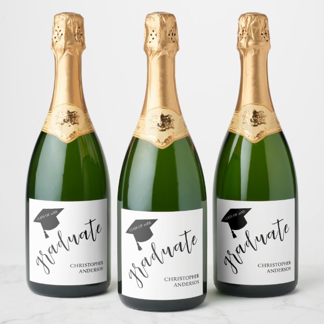 Minimalist Grad Cap Black & White Graduation (Flaskor)