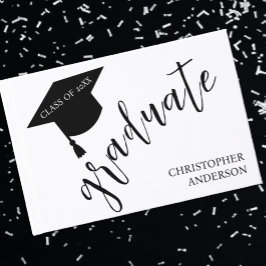 Minimalist Grad Cap Black & White Graduation Gästböcker