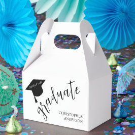 Minimalist Grad Cap Black & White Graduation Presentaskar