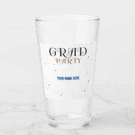 Minimalist Grad Party Blue Black & White Script Glaskopp