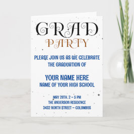 Minimalist Grad Party Blue Black & White Script Program
