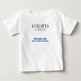 Minimalist Grad Party Blue Black & White Script T Shirt