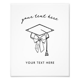 Minimalist Graduation Cap with Bow Sign Fototryck