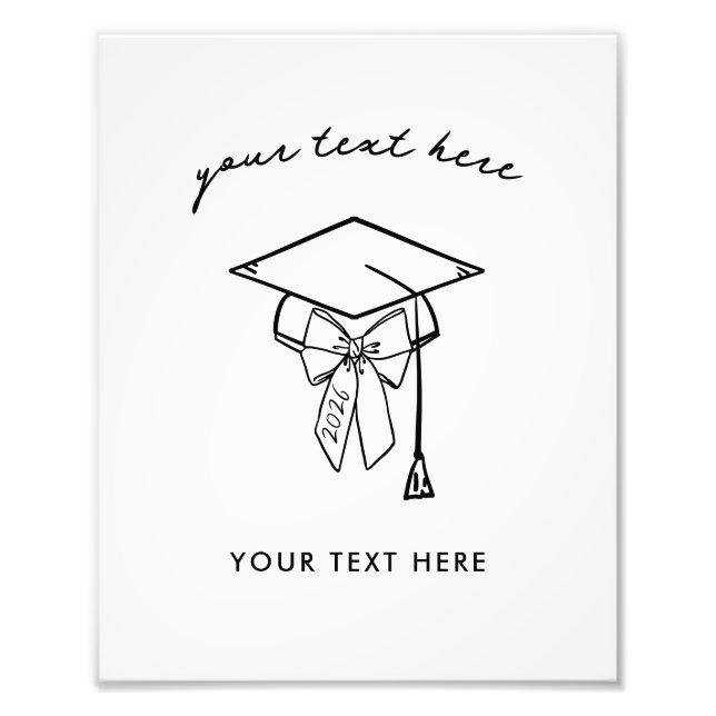 Minimalist Graduation Cap with Bow Sign Fototryck (Framsidan)