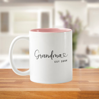 Minimalist Grandma Established Elegant Script  Två-Tonad Mugg