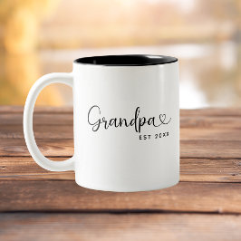 Minimalist Grandpa Established Elegant Script  Två-Tonad Mugg