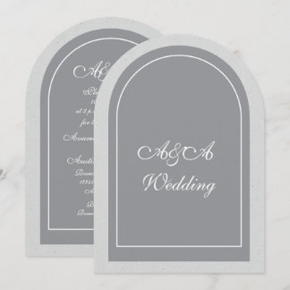 Minimalist Gray and Light Gray Arch Wedding Inbjudningar