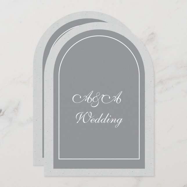 Minimalist Gray and Light Gray Arch Wedding  Inbjudningar (Fram/baksida)