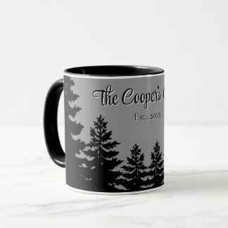 Minimalist gray black pine tree silhouette     mugg