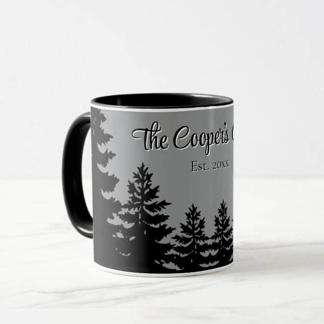 Minimalist gray black pine tree silhouette     mugg (Framsida vänster)