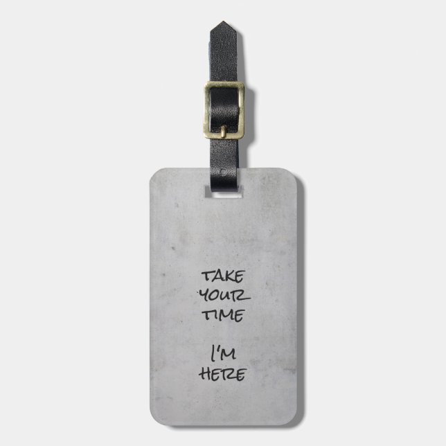 Minimalist Gray Concrete Black Script and Text Bagagebricka (Vertikal Framsida)